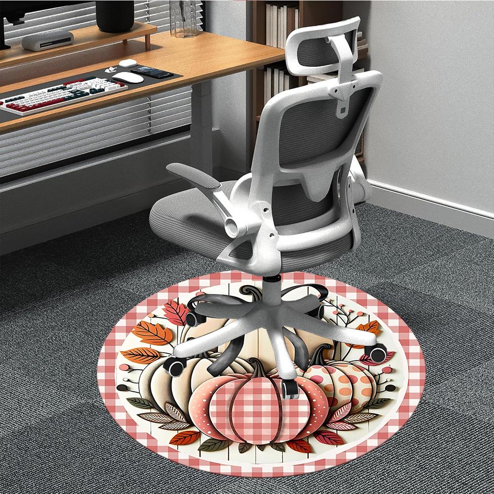 

1pc Pumpkin Plaid Decor Chair Carpet for Office, Non slip, Soft and Durable Office Rug for Interior Decoration 80cm