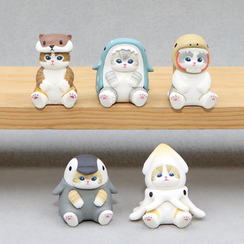 Sea Creature Cat Figurines: Octopus & Seal Car/Desk DIY Ornaments