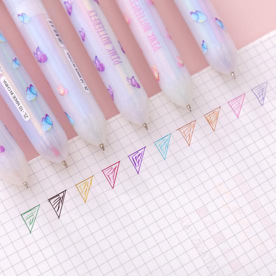 Cartoon Ausziehbarer Kugelschreiber Niedlicher Schmetterling Fließender Glitzerstift Mehrfarbige Nachfüllmine Lustiges Schulmaterial Kreatives Geschenk für Schüler Kinder