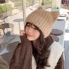 Plush Lining Knitted Hat Windproof Beanie Cap Cute Ear Protection Cap  Autumn Winter