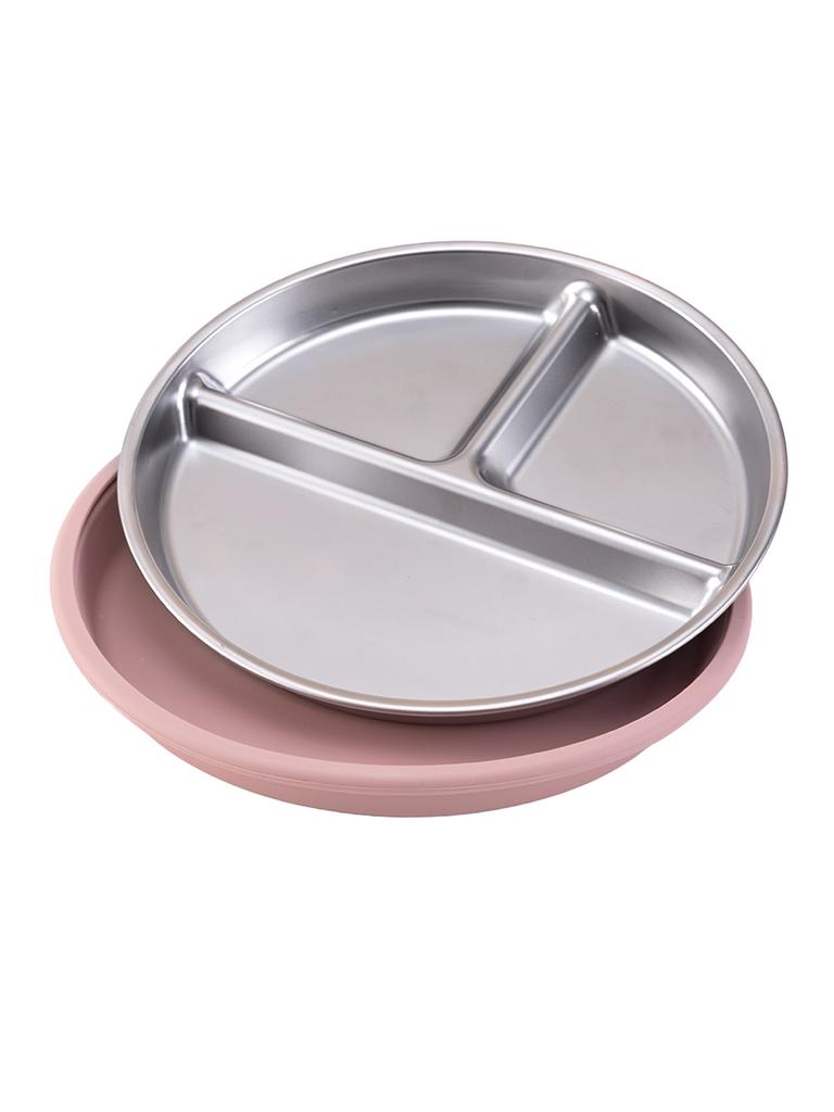 Color Kids 1PCS Stainless Steel Plate Detachable Suction Dishes Baby Feeding Sucker Bowl Food Grade Silicone Food Tray Tableware