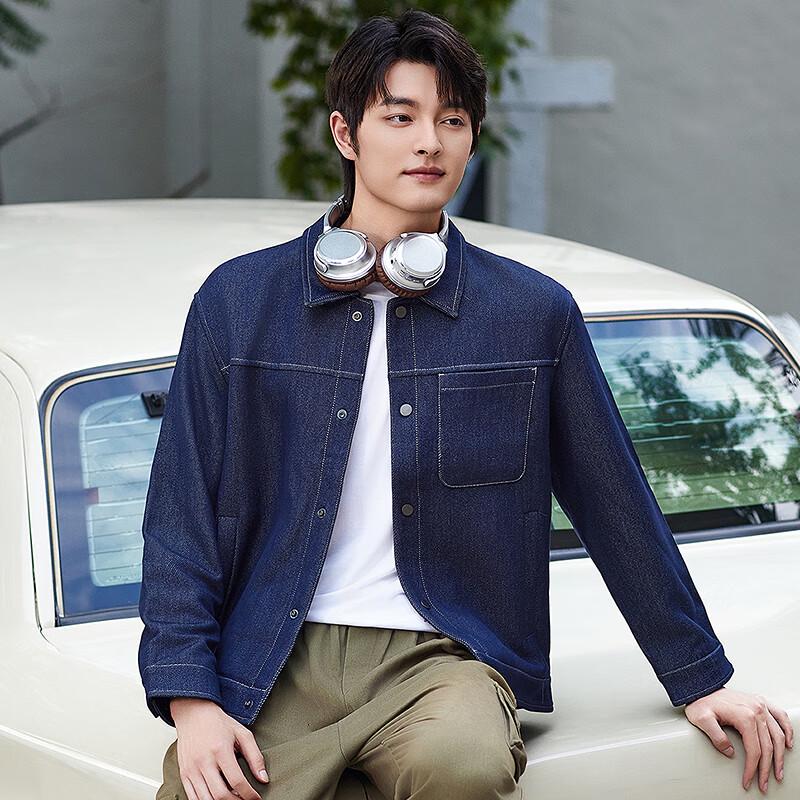 

FAPAI Men s Faux Denim Lapel Jacket XL