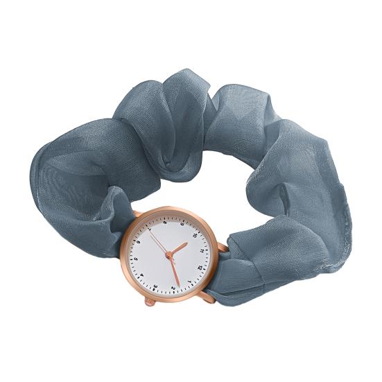 

Женские резинки для волос, часы с круглым циферблатом, повседневные кварцевые наручные часы с тканевым эластичным ремешком, модные ювелирные изделия, аксессуар морской синий