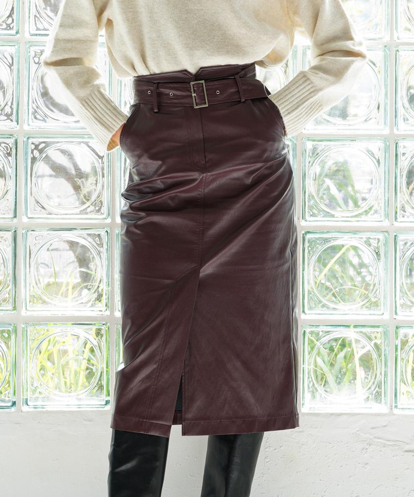 Illoje Faux Leather High-Waisted Long Skirt (Black)