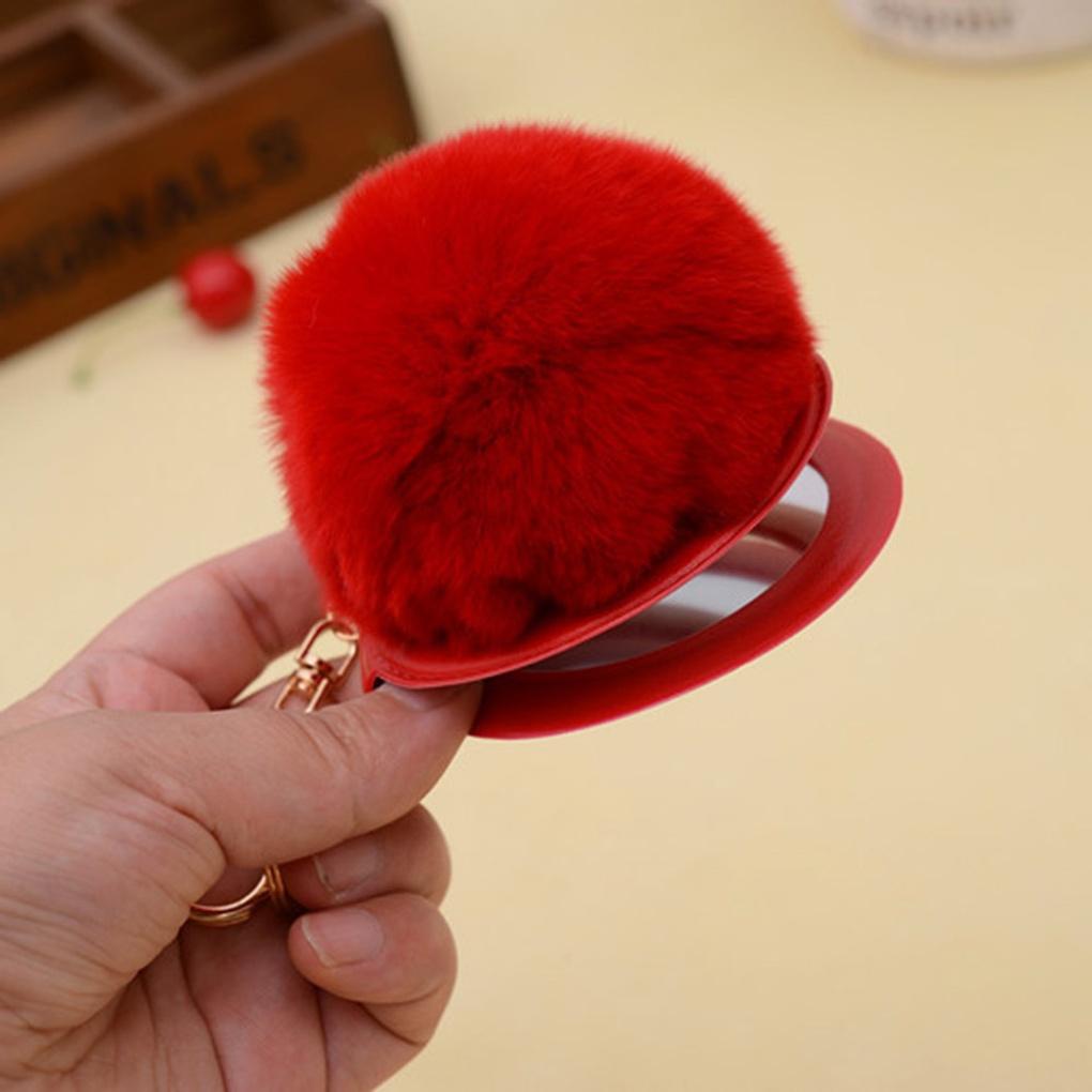Hand Mirror Pom-pom Keyring (red) Car Keyring