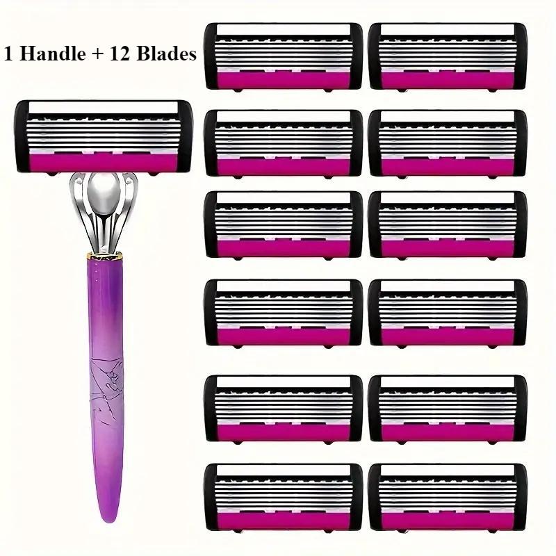 Rasoir à lame 6 couches pour femme, rasage en douceur pour les jambes, les aisselles, outil d'épilation manuelle en acier inoxydable, sans parfum, accessoire de beauté essentiel