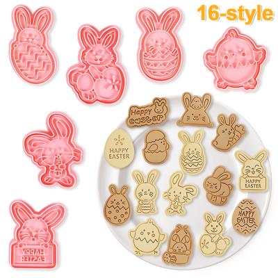 8/16pcs Easter Cookie Cutter Mold Set Easter Eggs Rabbit Biscuit Fondant Mould For Easter Party Cake Decoration DIY Baking Tools