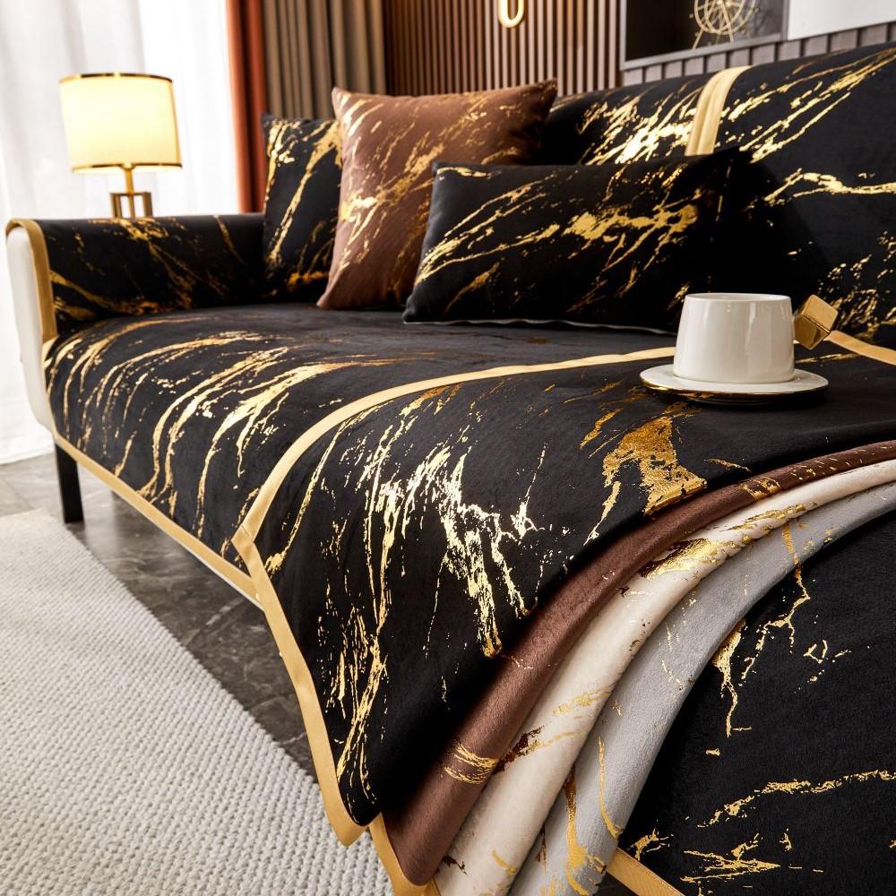 Four Seasons New European Style Gold Edge Sofakissenbezug Sitzkissen Haushalt Modern Einfach Rutschfester Sofabezug