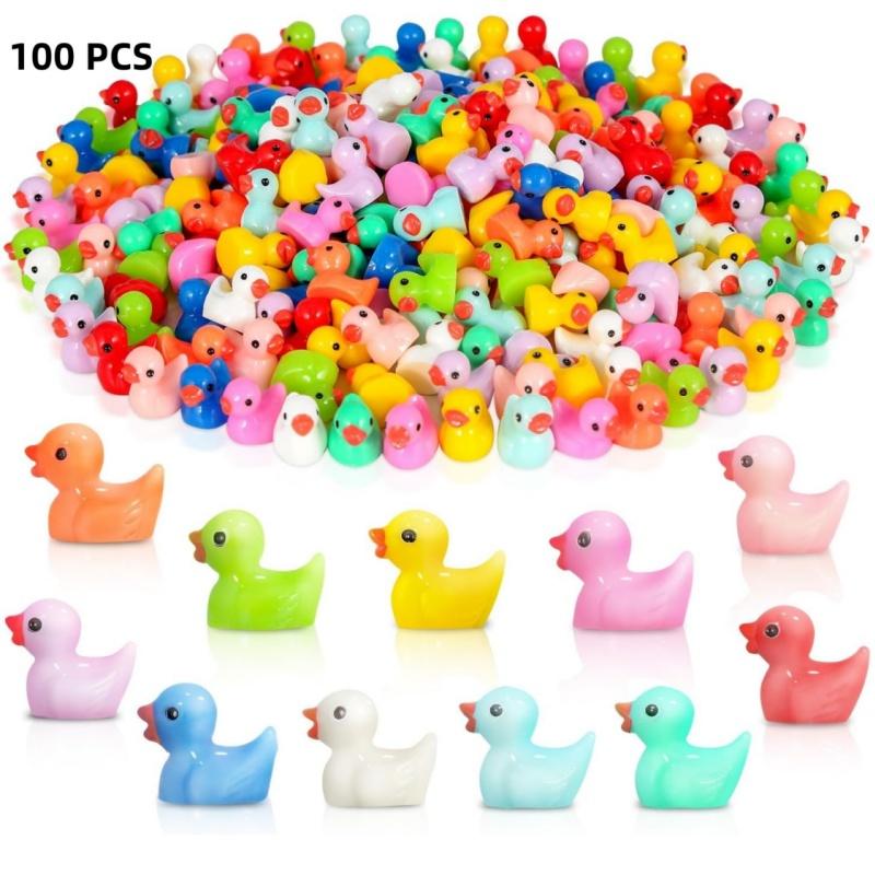 100/200 Pcs Mini Resin Ducks Bulk Tiny Ducks Set for Potted Miniature Decoration Garden Dollhouse Cake Decoration DIY Party Toys