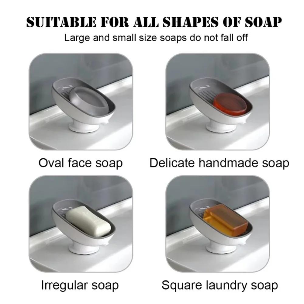 1Pc Self Draining Soap Container Bathroom Soap Dishes Soap Holder Box with Super Suction Travel Portable Bathroom Accessories