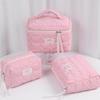 "Large Capacity Cherry Cat Quilted Cosmetic Bag – Cute & High-Value for Students"