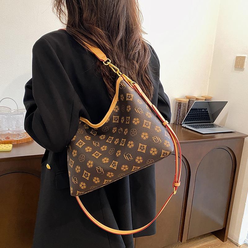 Premium Texture Retro Printed Tote Bag Women's New Handbag Fashionable Versatile Single Shoulder Messenger Women's Bag