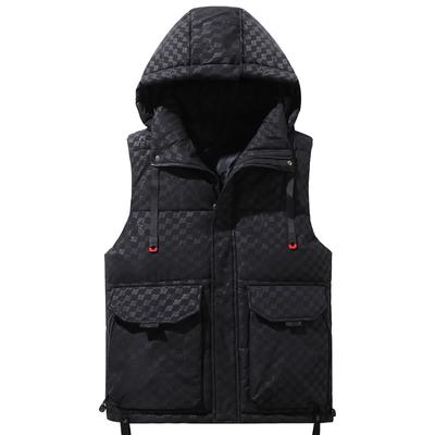 Grande taille L-8XL automne gilet rembourré pour hommes 2023 nouvelles vestes épaisses et chaudes sans manches à capuche noir gilet hommes manteau froid pour l'hiver