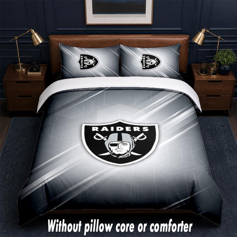 Set Biancheria da Letto Design Las Vegas Raiders 1 Copripiumino + 2 Federe Morbido Traspirante Biancheria da Letto per la Casa