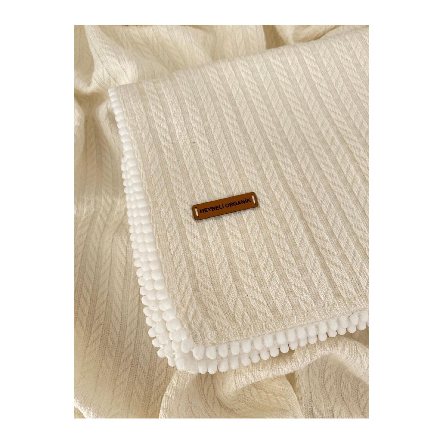 

Вязаное одеяло из 100% хлопка с узором Baby Pique Ecru, 120x100 см белый