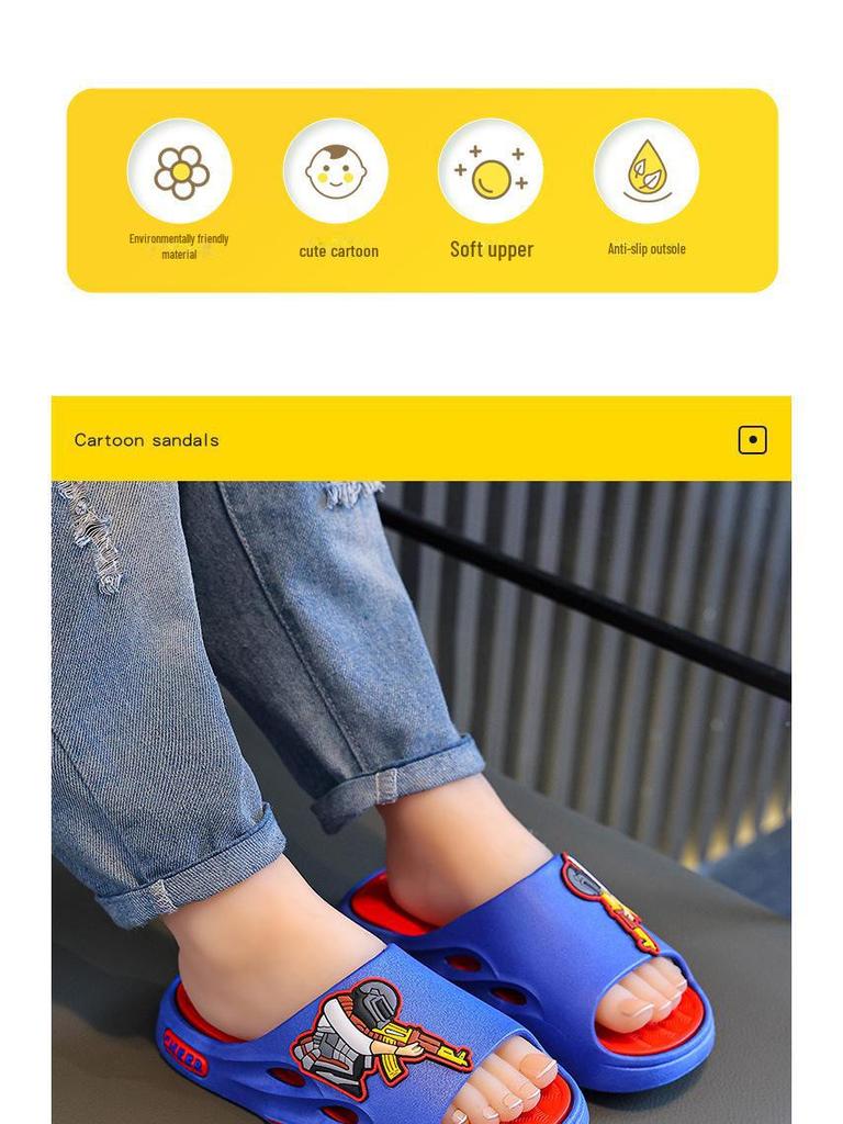 Kids Non-Slip Cartoon Slippers for Indoor & Bath - Cute Summer Design for Boys, Girls & Parent-Child