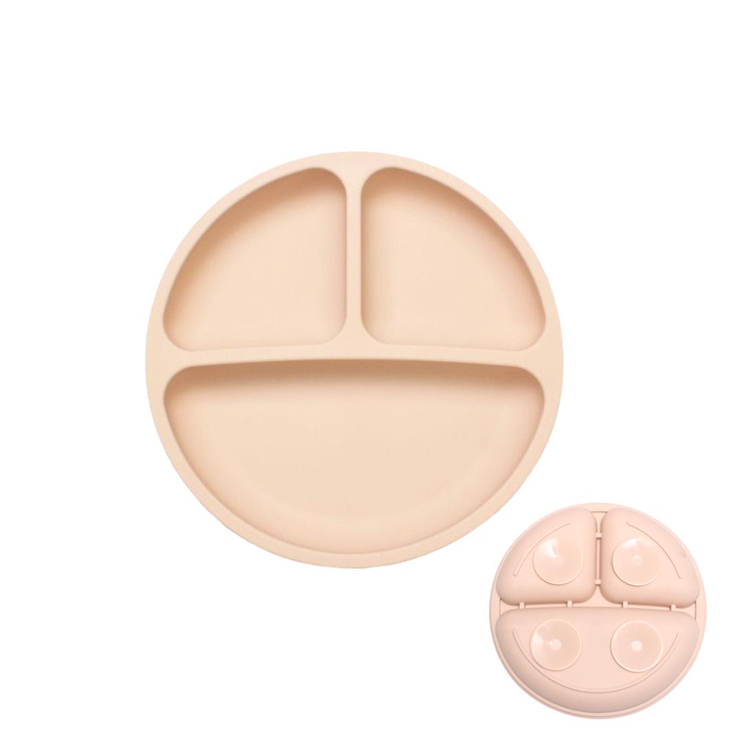 

Детская силиконовая тарелка с разделителями и смайликом для прикорма абрикосовый