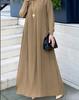Women's Elegant Black Ice Silk Long Sleeve Pleated Dress