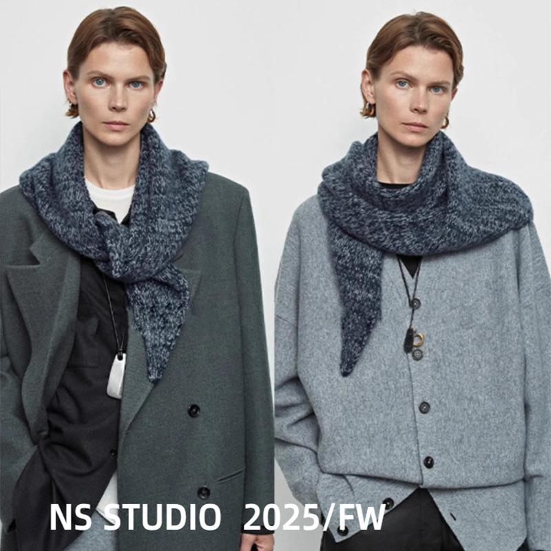 Französischer Retro-Schal aus edlem Gaze-Dreieckstuch für Damen im Winter, modisch, vielseitig, wärmend, Nackenschutz, Außenschal im nordischen Stil