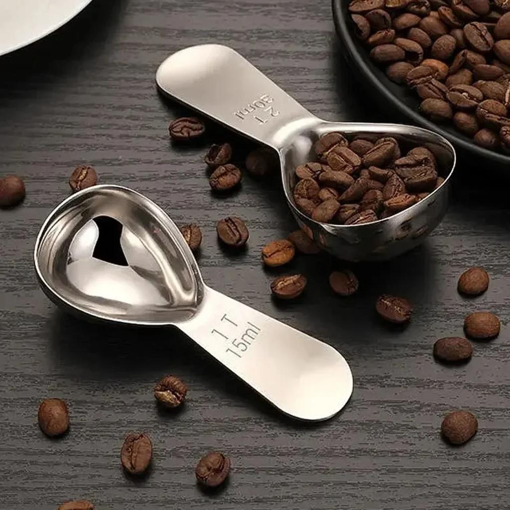 Kaffeelöffel, 304 Edelstahl Messkaffeelöffel Esslöffel kurzer Griff Esslöffel Messlöffel für Kaffee / Zucker