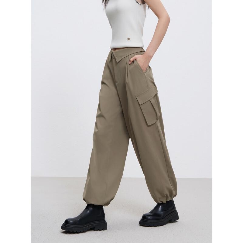 Peacebird Women's High-Waist Cargo Parachute Pants