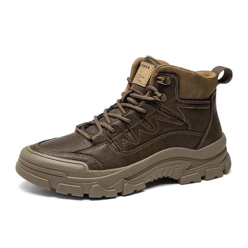 Fashion New Trend Stylish Men's Ankle Boots Fashion High-top Lace-up Casual Leather Shoes Versatile Outdoor Motocross Boots Simple Botas