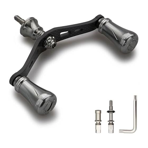 HEIGHTEN 90mm Reel Handle for Shimano Daiwa 1.5K Carbon Cloth Carbon Crank Handle for Spinning Reel Chess Series (Equipped with 19mm Knob - Gunmetal)