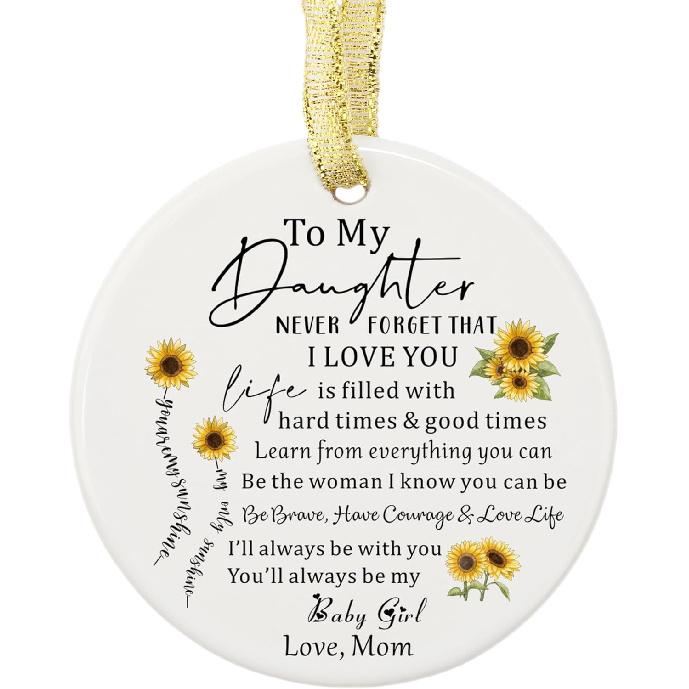 Подарки внучке от бабушки - Керамическое украшение - Внучке от бабушки, на день рождения, День матери, выпускной Daughter-sunflower