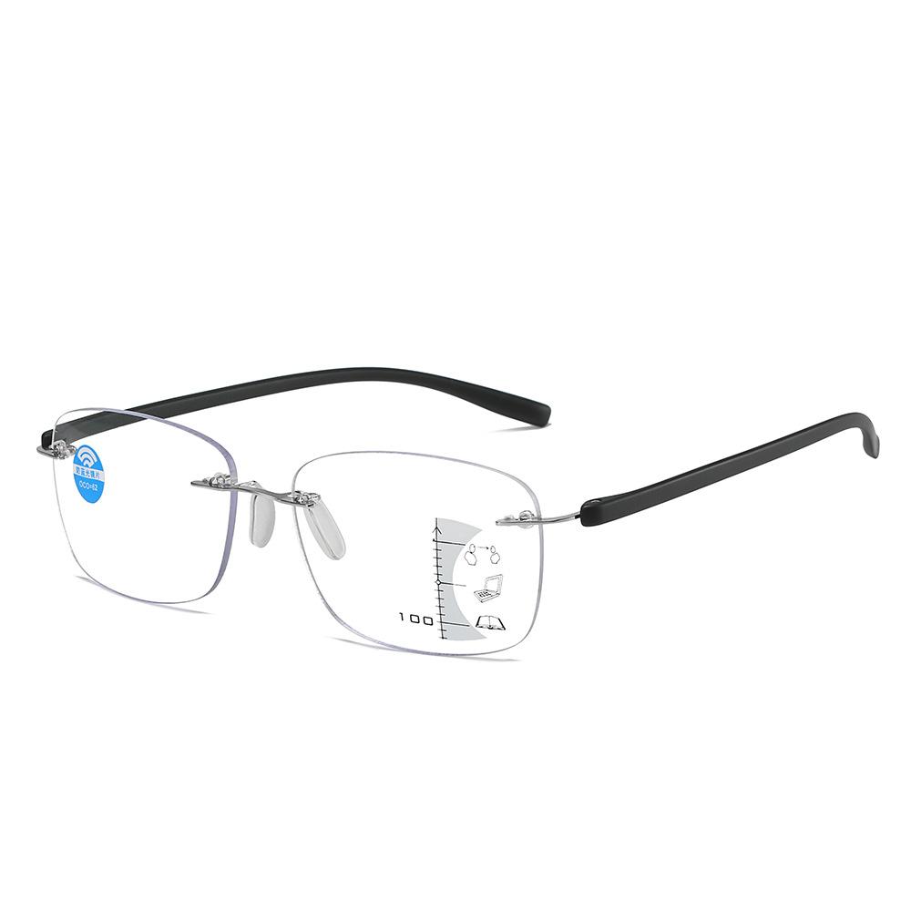 Frameless Fashion Reading Glasses Men'S Progressive Multi-Focus Far And Near Anti-Blue Reading Glasses