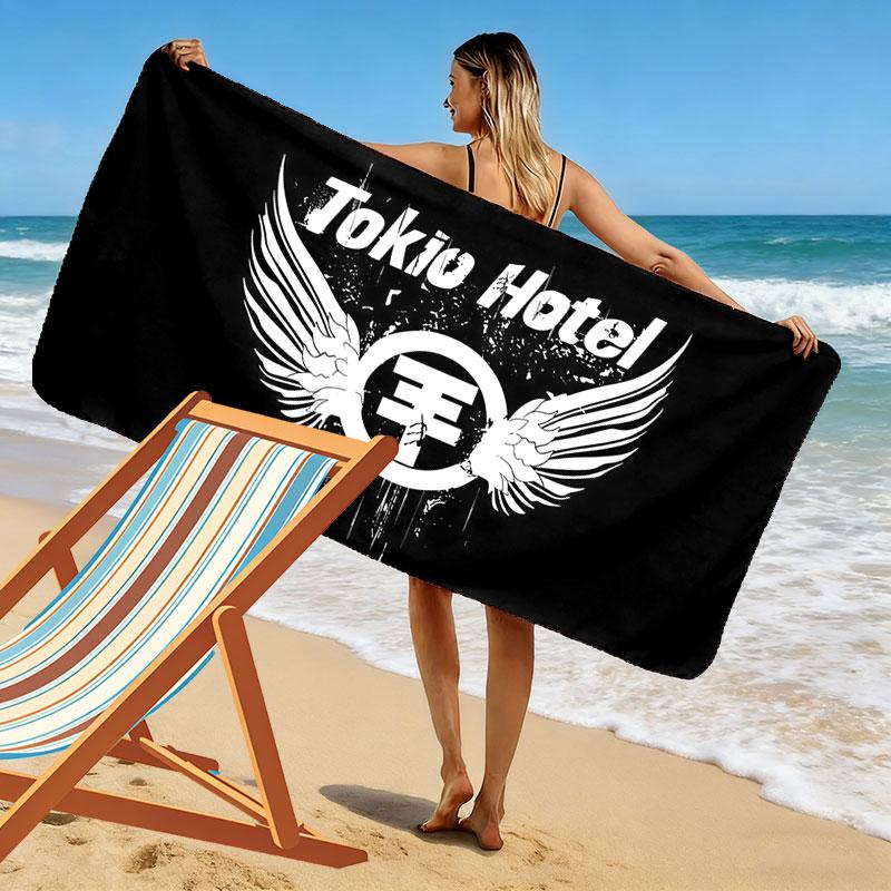 Tokio Hotel Print Beach Towel, Large Soft Quick Dry Towel for Beach Camping Swimming