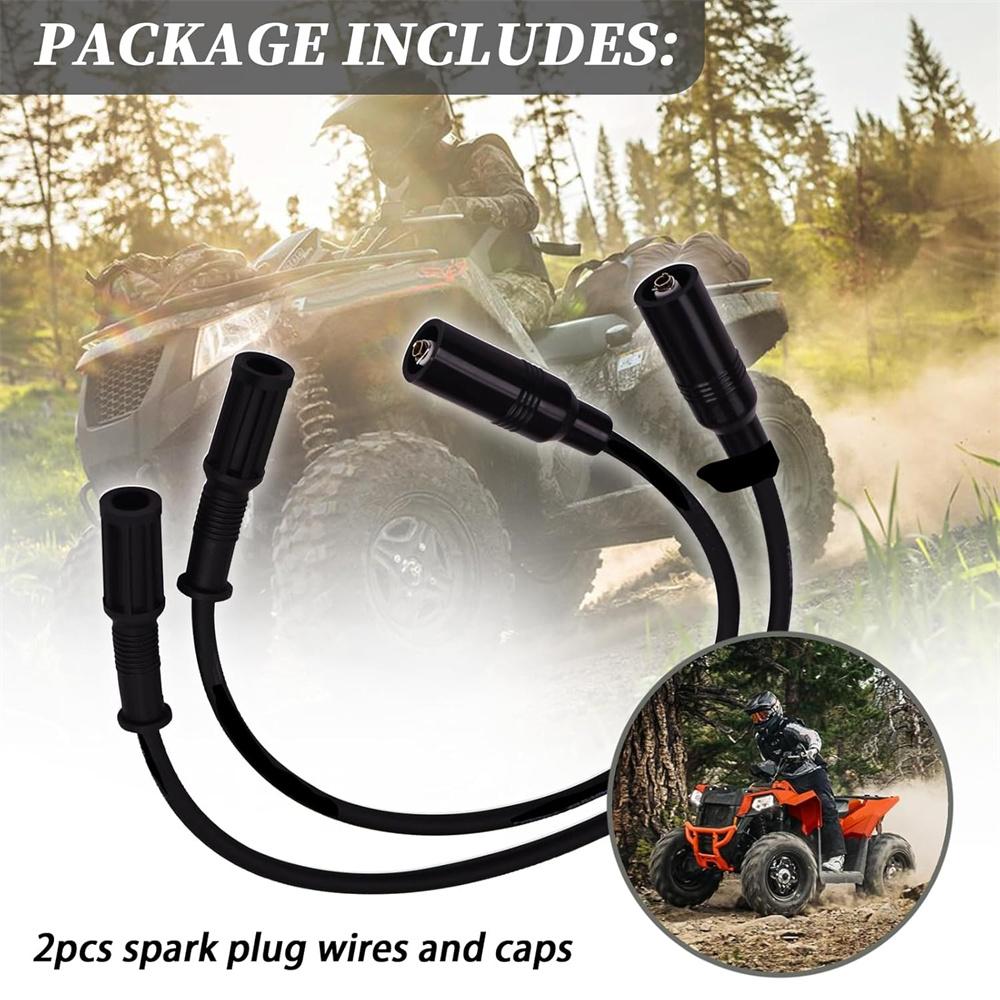 2Pcs Spark Plug Wire w/ Cap For 13-24 Polaris Sportsman 850 1000 4013328 4013327
