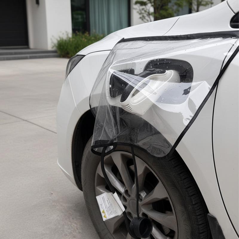 Universal Outdoor Electric Car Protective Cover Waterproof PVC Car Charger Interface Rainproof Cover Magnetic Attraction Sticker