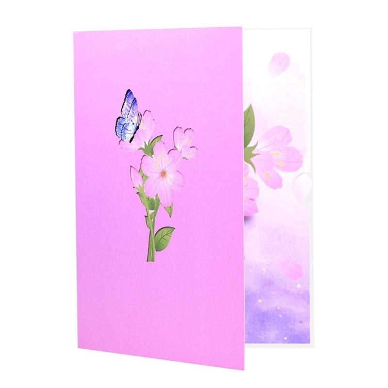 Greeting Card with Envelope Florals and Butterfly 3D Popup Paper Card Birthday Card for Mother Wife Girlfriend Daughter