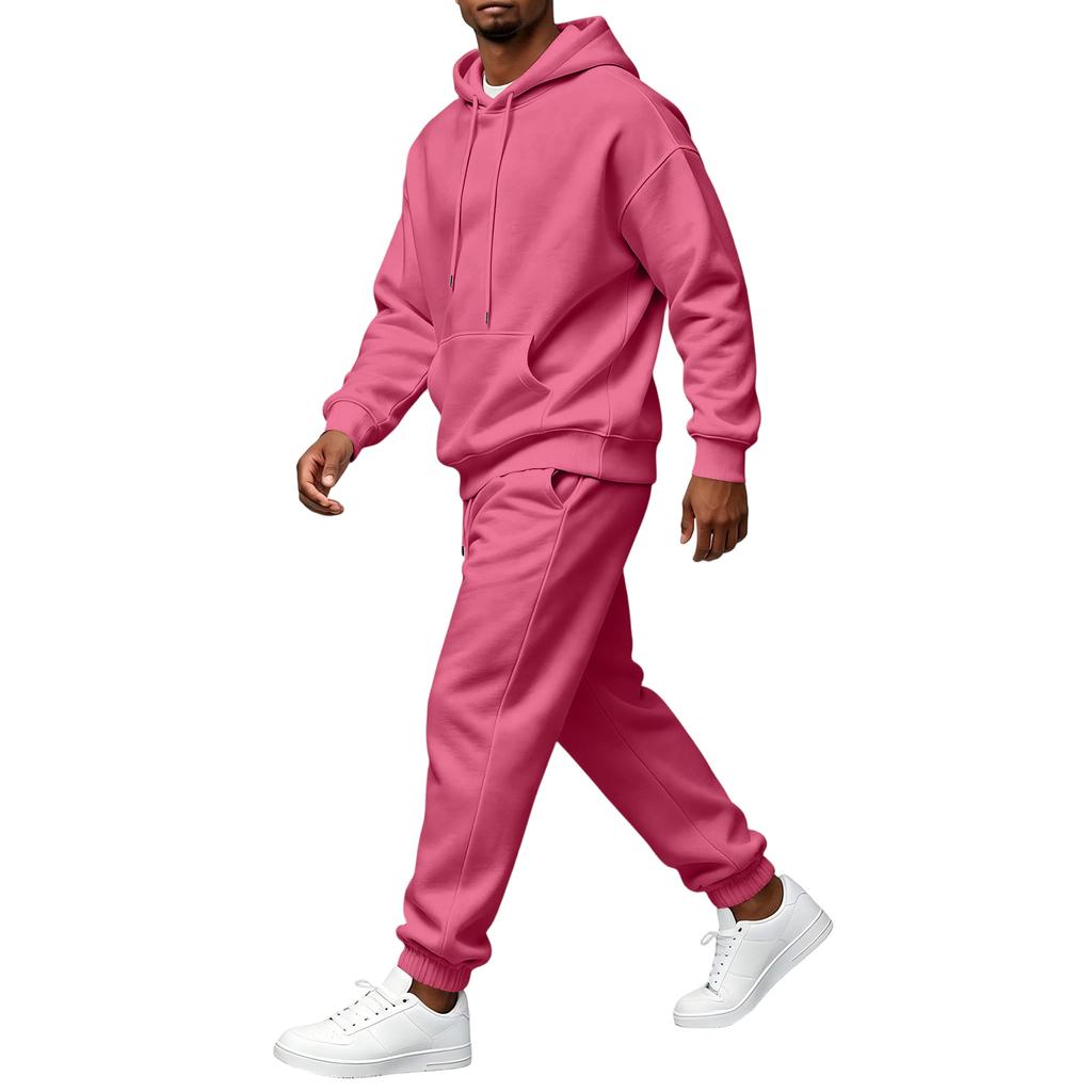 Men's Retro Hooded Two-Piece Set, Casual Athletic Outfit for Daily Wear