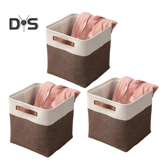 3Pcs Storage Baskets with Reinforced Handle Large Capacity Foldable Design Multipurpose Toys Clothes Storage Organizers