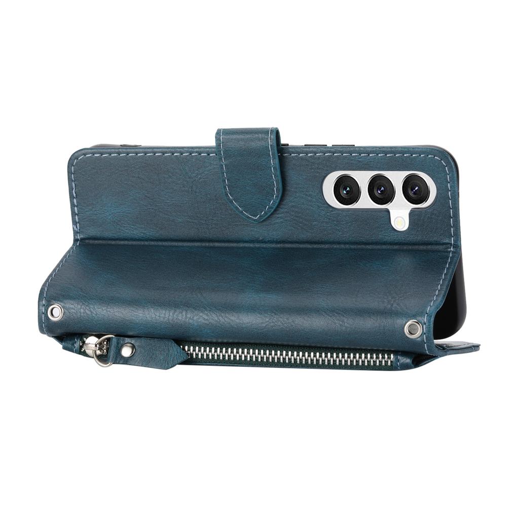 For Samsung Galaxy A57 5G Case Zipper Pocket Leather Phone Cover with Crossbody Shoulder Strap