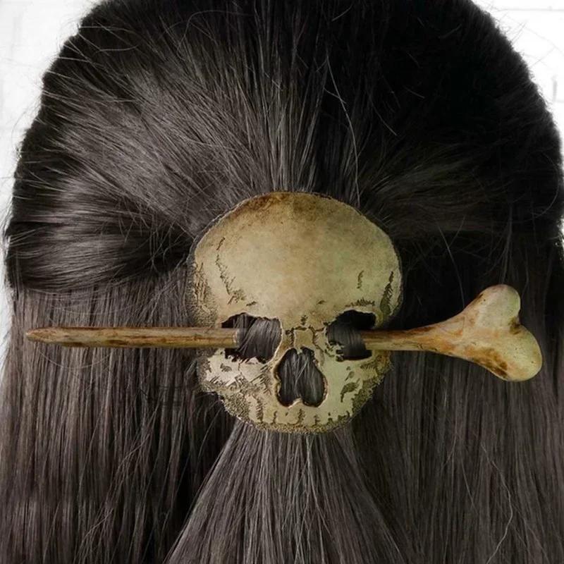 Retro Dark Style Skull As Butterfly Hair Clip Punk Girl Halloween Party Role-playing Personalized Decorative Styling Accessories
