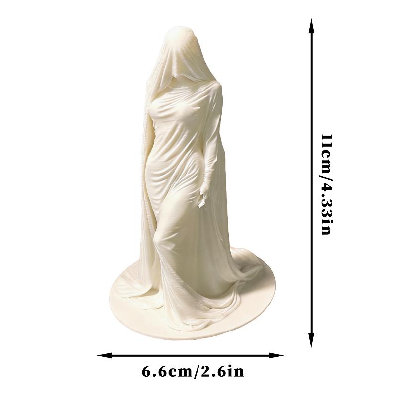 1Pcs 3D Printed White Dress Ghost Sculpture Model Ornament Funny Ghost Statue Halloween Indoor And Outdoor Decoration