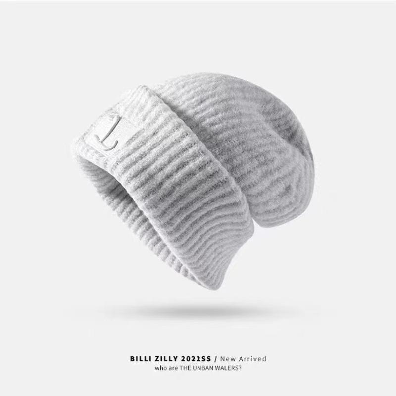 Hat Big Head Woolen Hat Women's Autumn and Winter Loose Warm Ear Protection Knitted