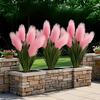 1pc 5 Heads Large Realistic Pink Artificial Foxtail Grass Plants, 31.5inch Tall with Pink Reed Flowers and Green Foliage Bushes - Indoor/Outdoor Use