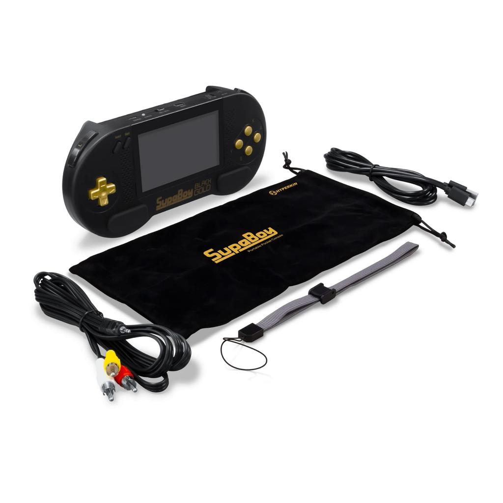 HYPERKIN SUPABOY Black Gold [USB Type-C Edition] / Portable Super Nintendo (SFC)/SNES (NTSC/PAL) Cartridge Compatible Device with AV Output