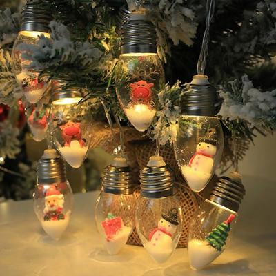 Guirlande Lumineuse Boule de Neige de Noël Vintage 10/20 LED avec Scène de Neige pour Décoration Maison Patio Cheminée Arbre de Noël