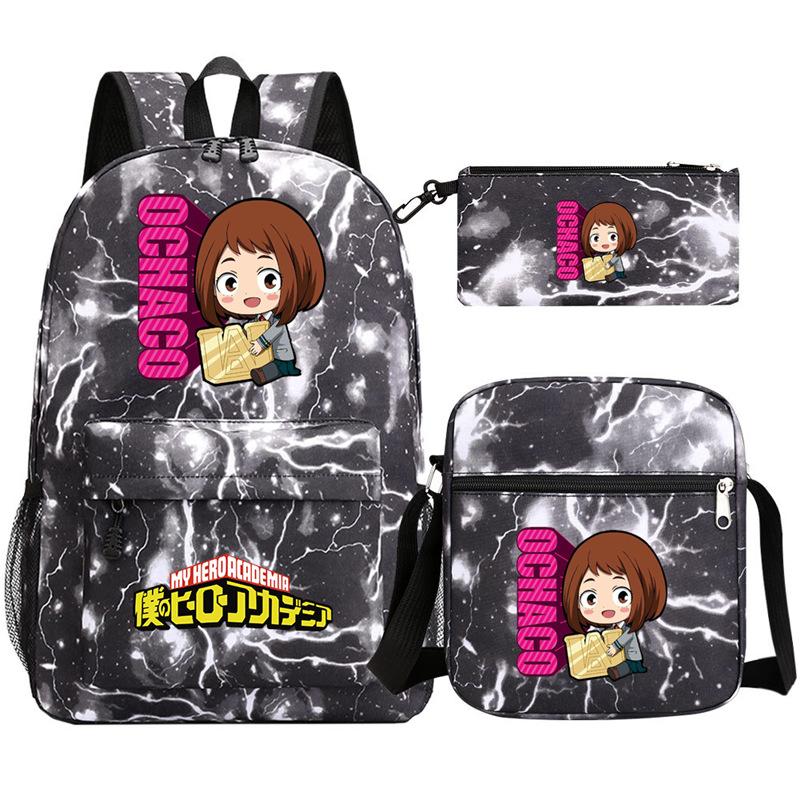 Young Students Schoolbag Animation Three-Piece Backpack Diagonal Hanging Bag Pencil Case