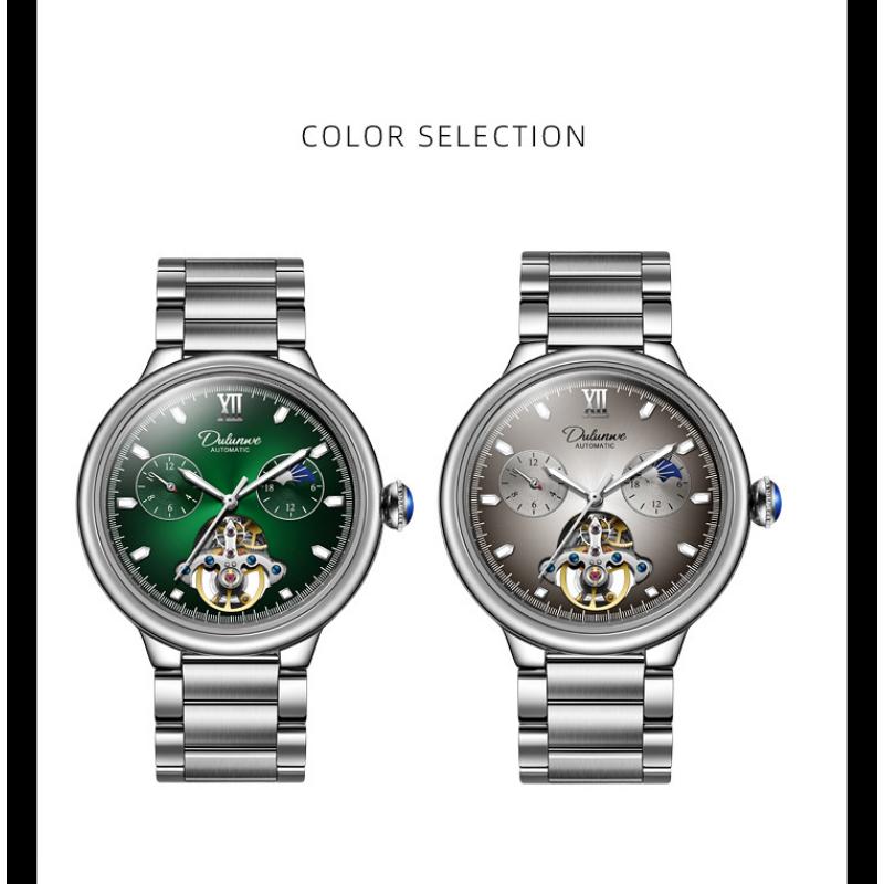 Men Mechanical Wristwatches 3ATM Waterproof Automatic Watch Moon Phase Tourbillon Sports Watch