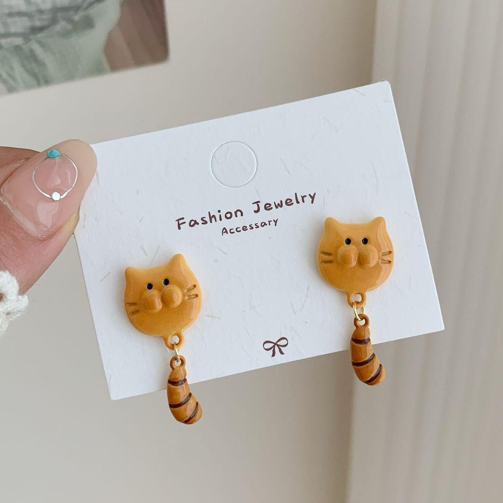 Mini Sterling Silver Cartoon Stud Earrings - Cute Autumn Winter Caramel Bread Design