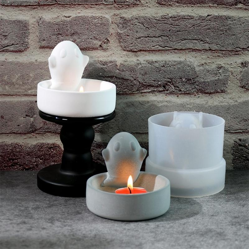 Candlestick Silicone Mold Halloween Spirit Candle Base Mold High Temperature Resistant Candle Holder Decorations Mould