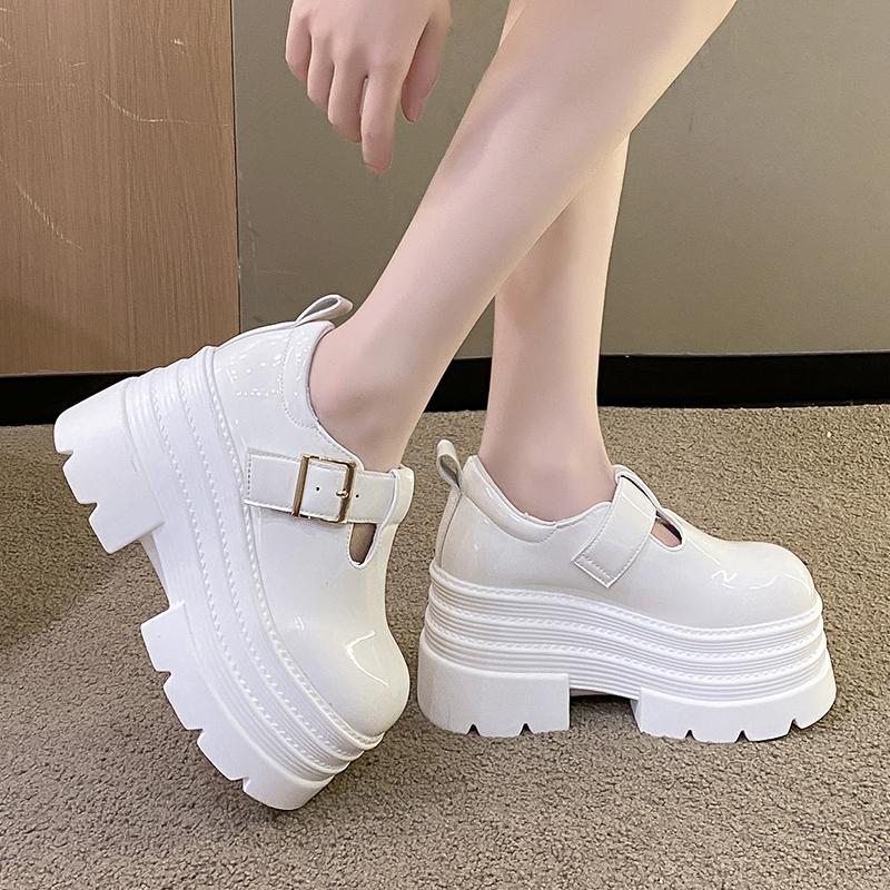 Fashion Patent Leather Spring Motorcycle Chelsea Boots Pumps Knee High Fashion Punk Ankle Platform Fashion Women Autumn Shoes