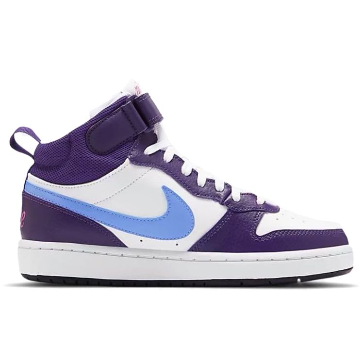 Nike Court Borough Mid 2 GS Kids' Lifestyle Basketball Shoes White Eggplant CD7782-106