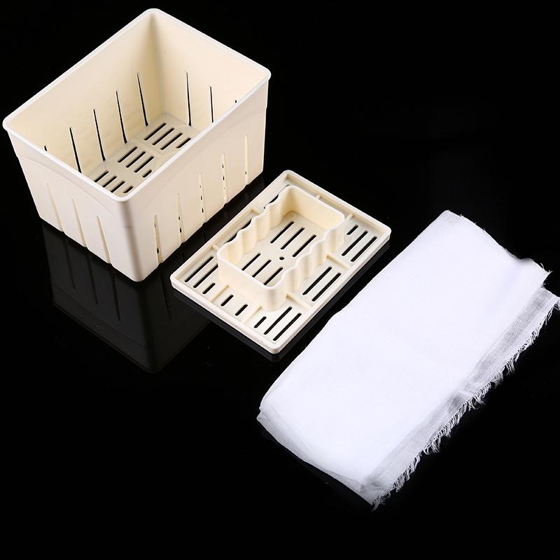Hot DIY Plastic Tofu Press Mould Homemade Tofu Mold Soybean Curd Tofu Making Mold With Cheese Cloth Kitchen Cooking Tool Set