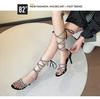 Foreign Trade 2025 Rhinestone Cross Strap High Heel Sandals Open Toe Large Size European and American Fashion Sexy European and American Style